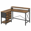 Scrivania angolare in legno MDF e metallo con cassetti