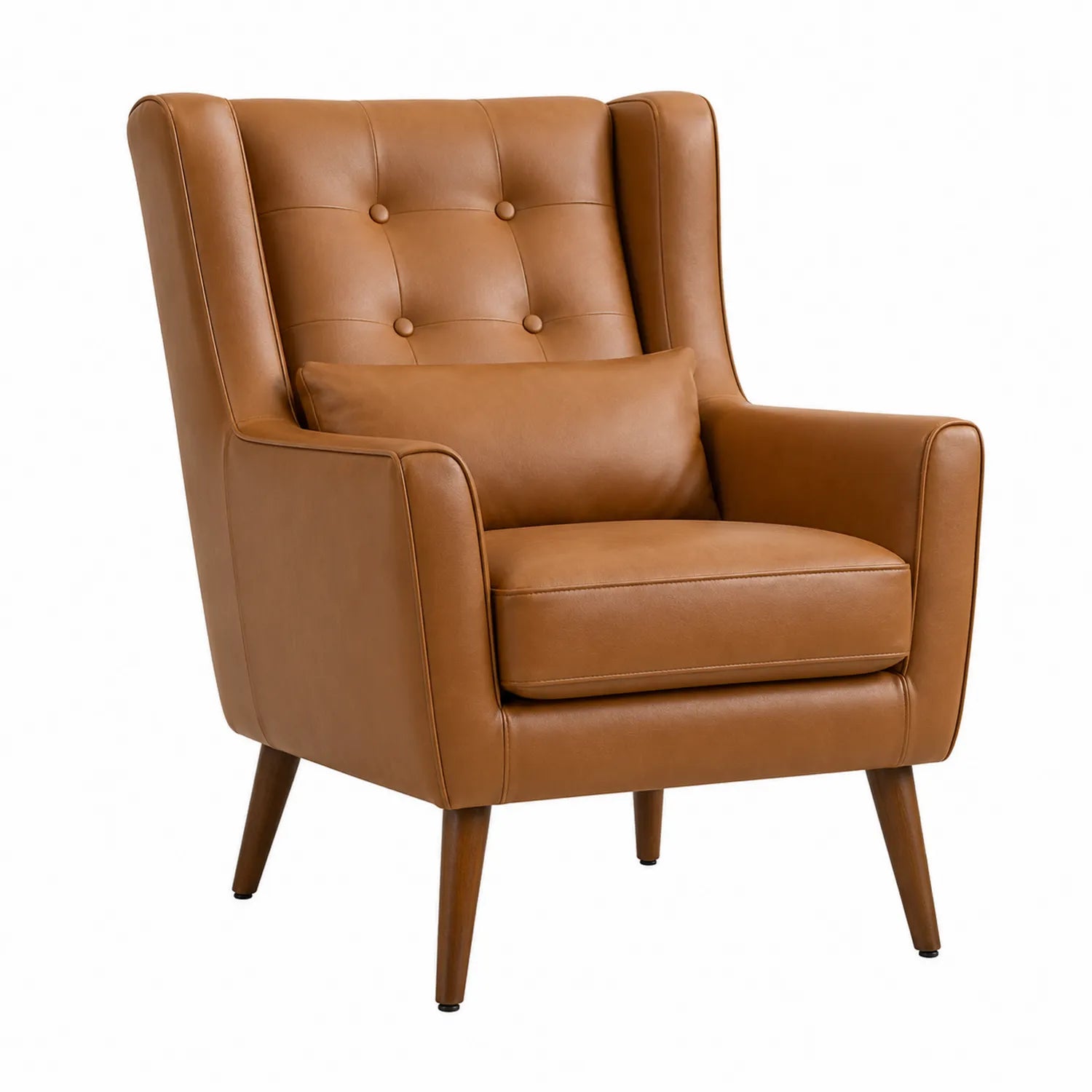 Poltrona in Pelle Sintetica Marrone con Cuscino