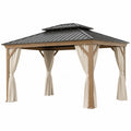 Gazebo in Alluminio con Tetto in Acciaio e Tende in Poliestere 400x300 cm