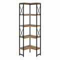 Scaffale angolare in metallo e legno con 5 ripiani 180x34x34 cm