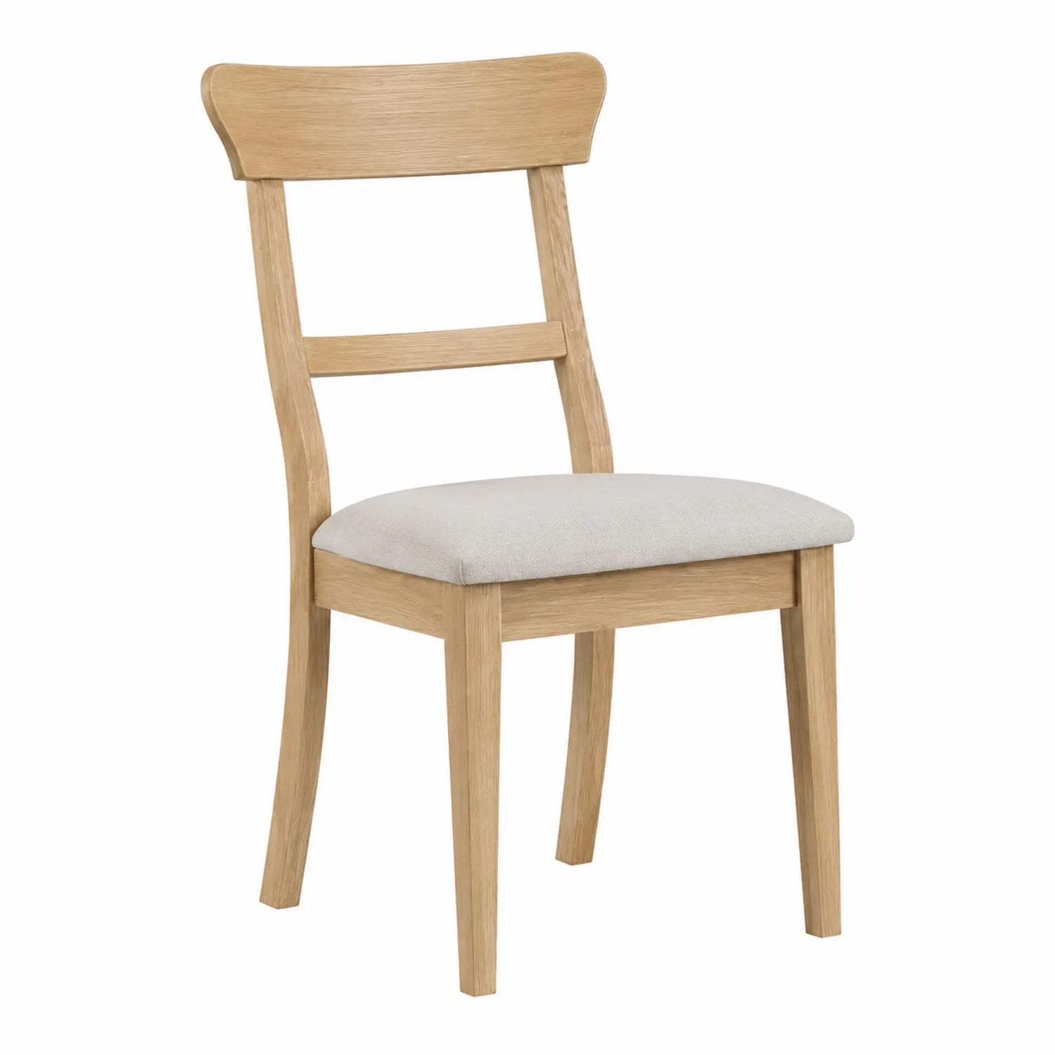 Sedia da pranzo in legno massello con seduta imbottita in tessuto beige