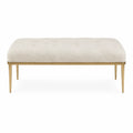 Panca in Tessuto e Metallo Beige 120x40x45 cm