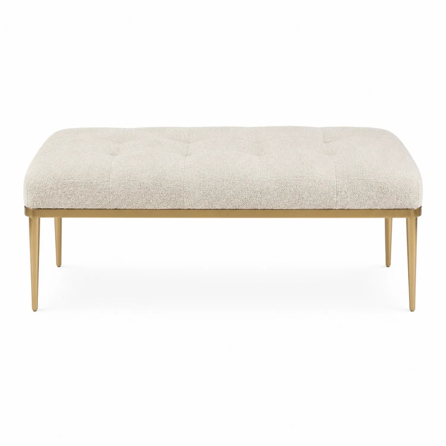 Panca in Tessuto e Metallo Beige 120x40x45 cm