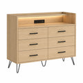 Cassettiera in Legno di Rovere con 6 Cassetti e Prese Integrate
