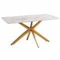 Tavolo da pranzo in marmo e metallo bianco e oro 150x90x75 cm