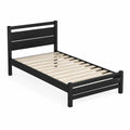 Letto Singolo in Legno Nero con Doghe