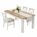 Set tavolo da pranzo in legno di rovere con 4 sedie imbottite