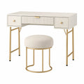 Toletta con sedia in MDF e metallo, Bianco e Oro