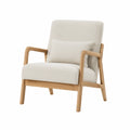 Poltrona con struttura in legno e tessuto beige