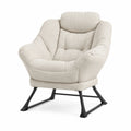 Poltrona in tessuto poliestere beige con struttura in metallo 80x85x90 cm