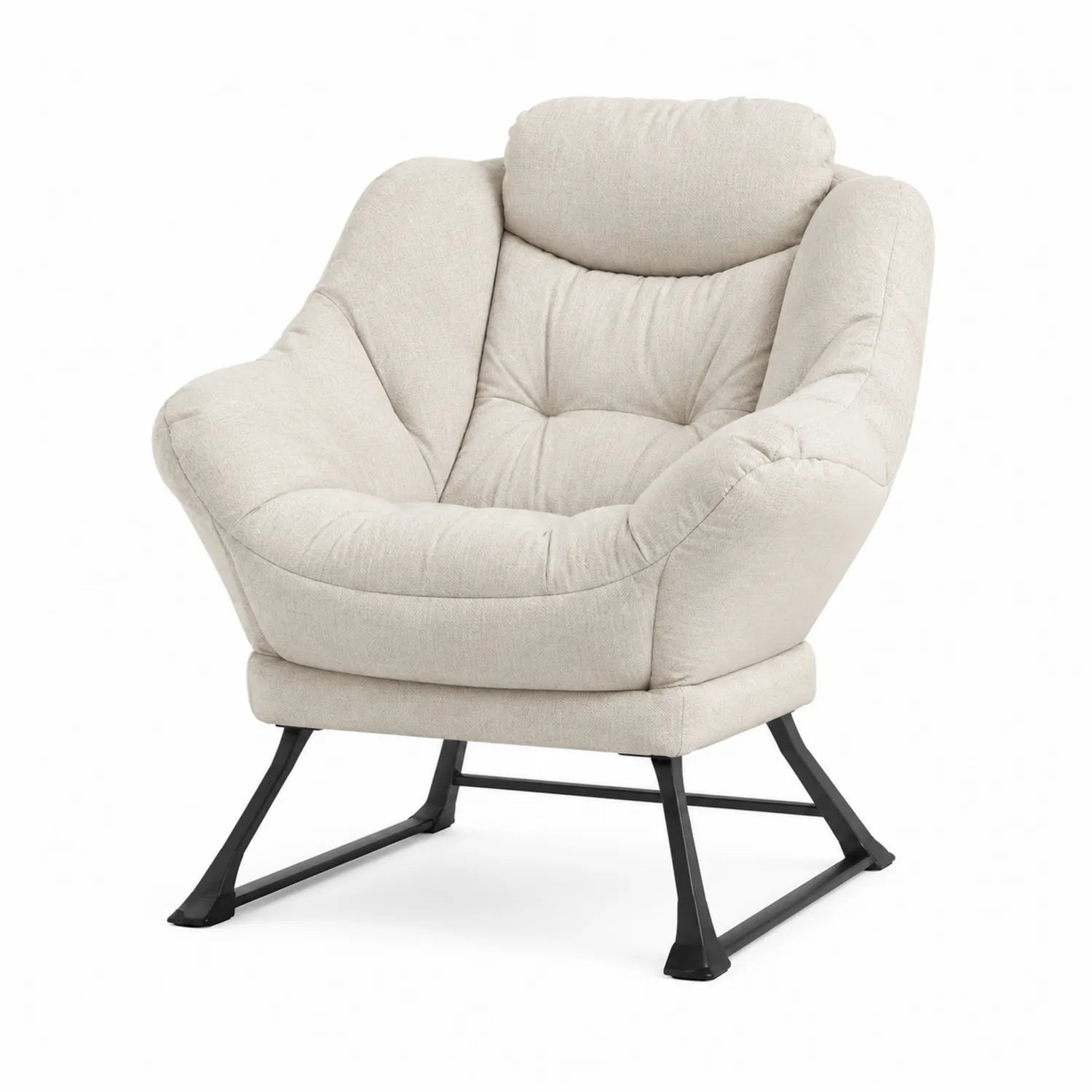 Poltrona in tessuto poliestere beige con struttura in metallo 80x85x90 cm