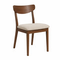 Sedia da pranzo in legno con seduta in tessuto beige