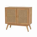Credenza in Legno con Ante in Rattan
