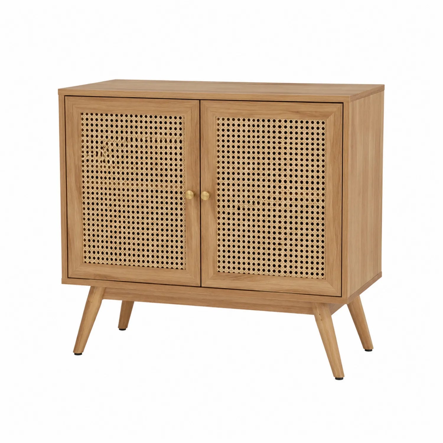 Credenza in Legno con Ante in Rattan