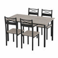 Set tavolo da pranzo in legno e metallo con 4 sedie Grigio/Nero