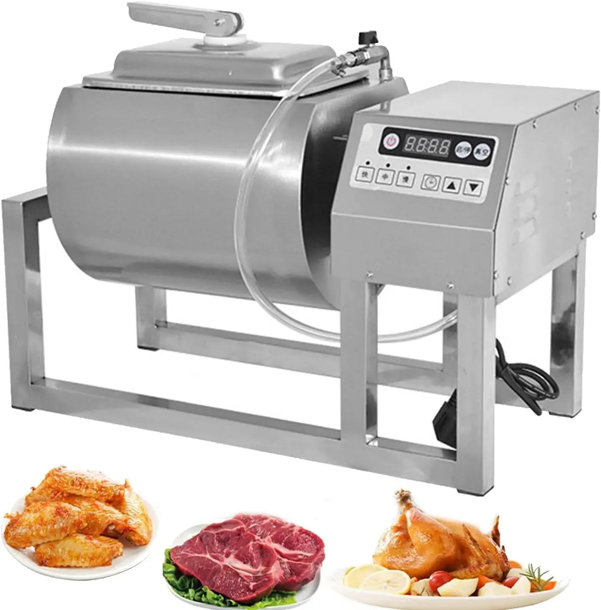 Per Carne, Verdure, Tumbler Marinatore Sottovuoto in Acciaio Inox 18 L Con Rotazione Bidirezionale, 3 Velocità, Realizza Un Marinaggio in Soli 15