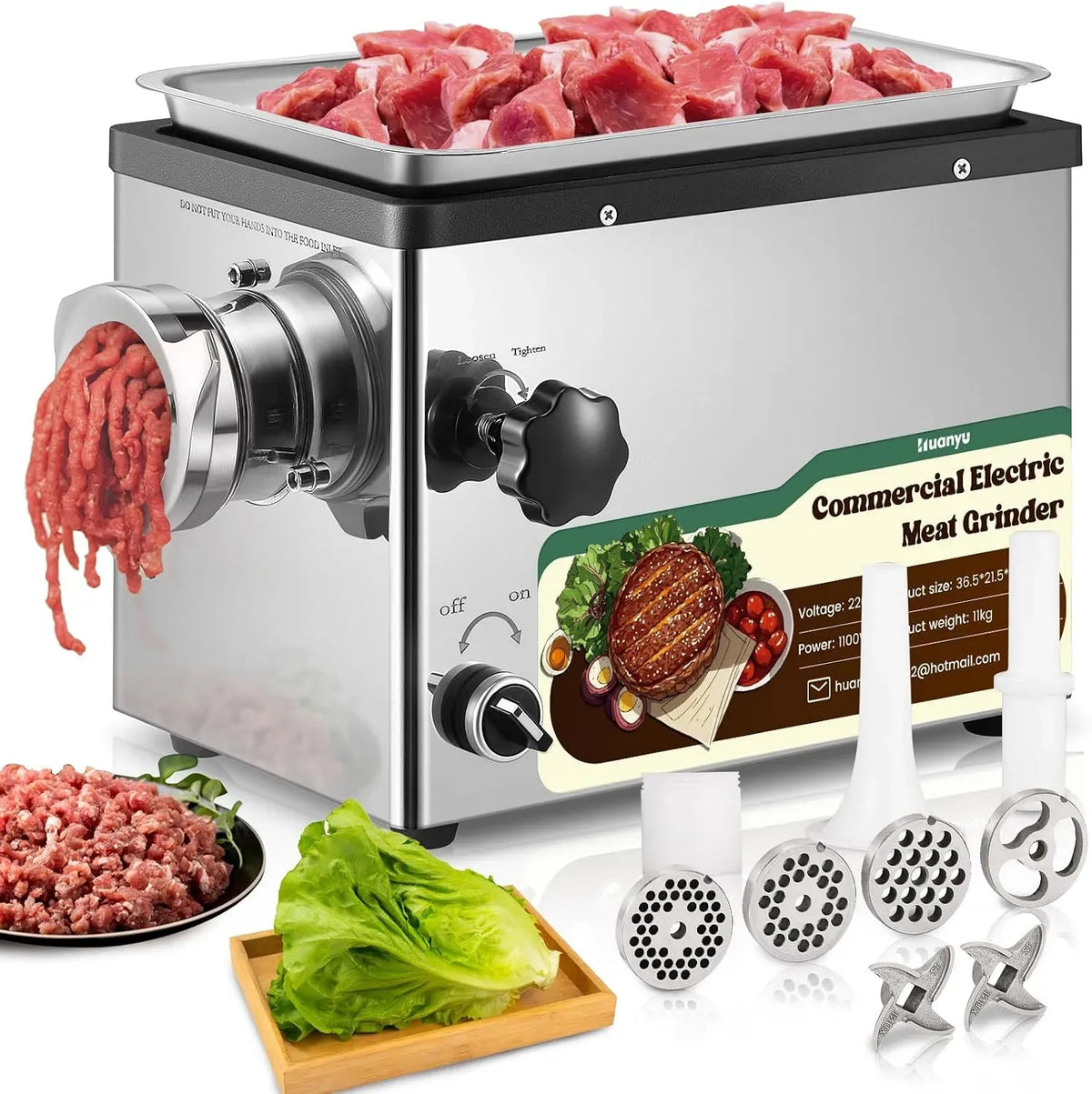 Macchina, 1100 W, professionale, per Salsicce Tritacarne Elettrico Professionale con 2 La