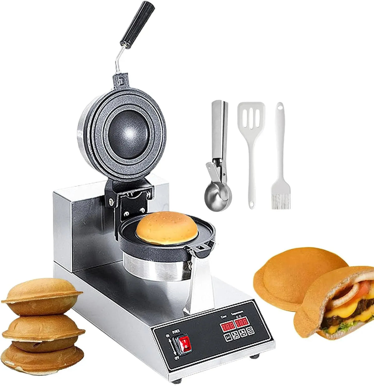 A 180 Pressa, macchina per gelato e sorbetto, 50 a 300 °C, timer, professionale, funzione riscaldante, per Hamburger