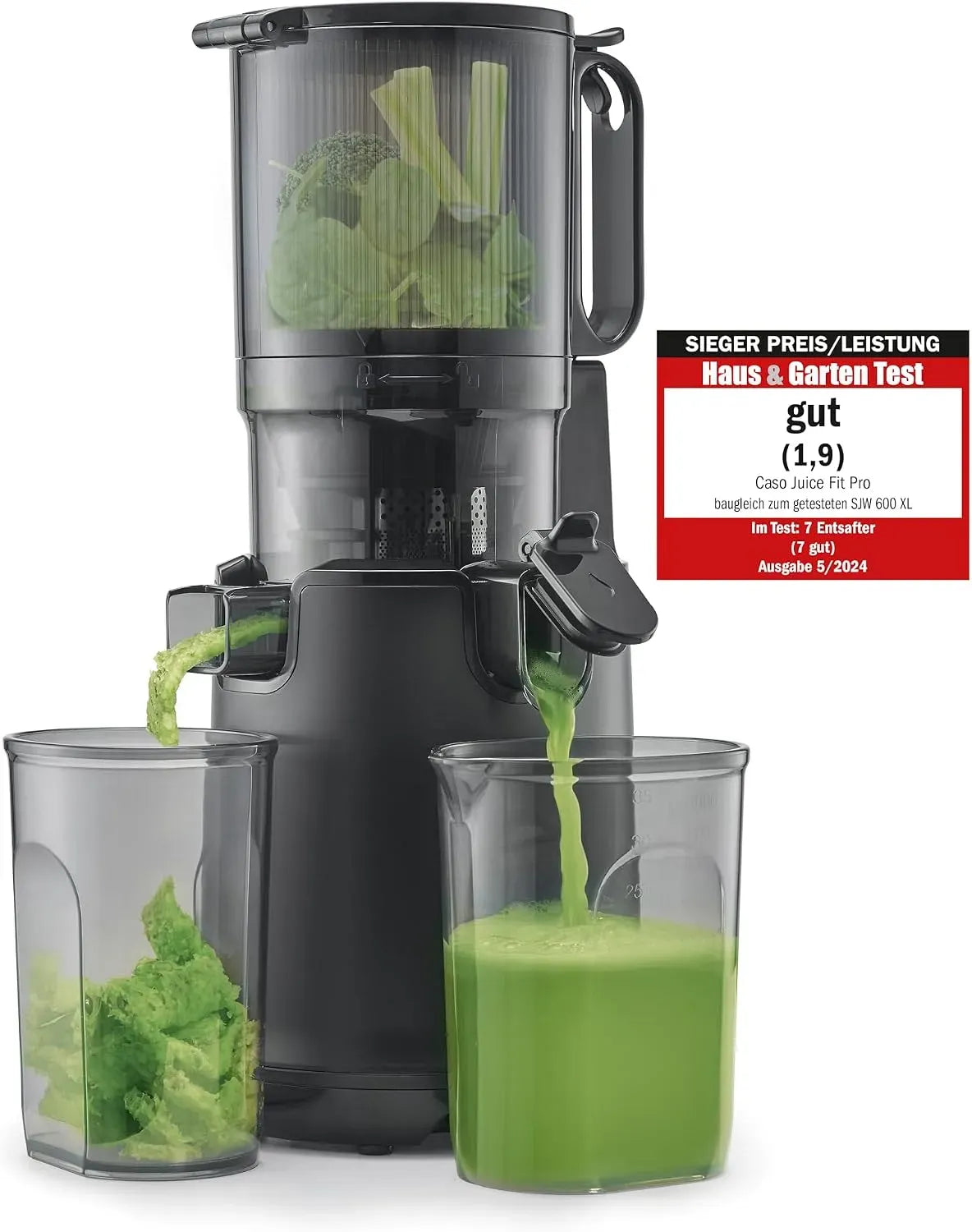 Caso Juicer, 130 mm, nero, per frutta intera, Juice Fit Pro