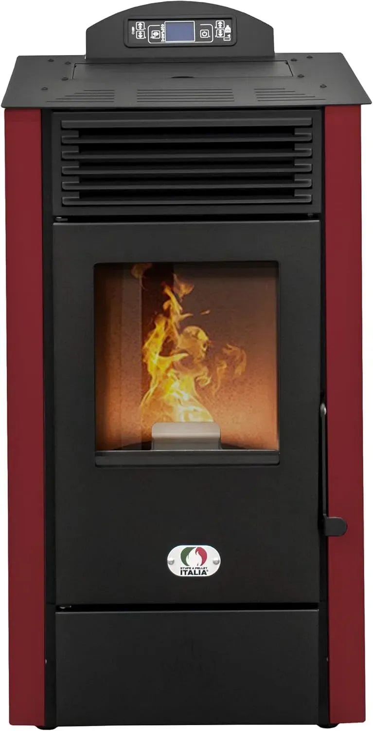 20H A PELLET ITALIA California 8 KW, Stufa ad Aria Ventilata Efficienza 91% Scalda 70m² Autonomia Programmabile 5 Velocità e Potenze Design Compatto