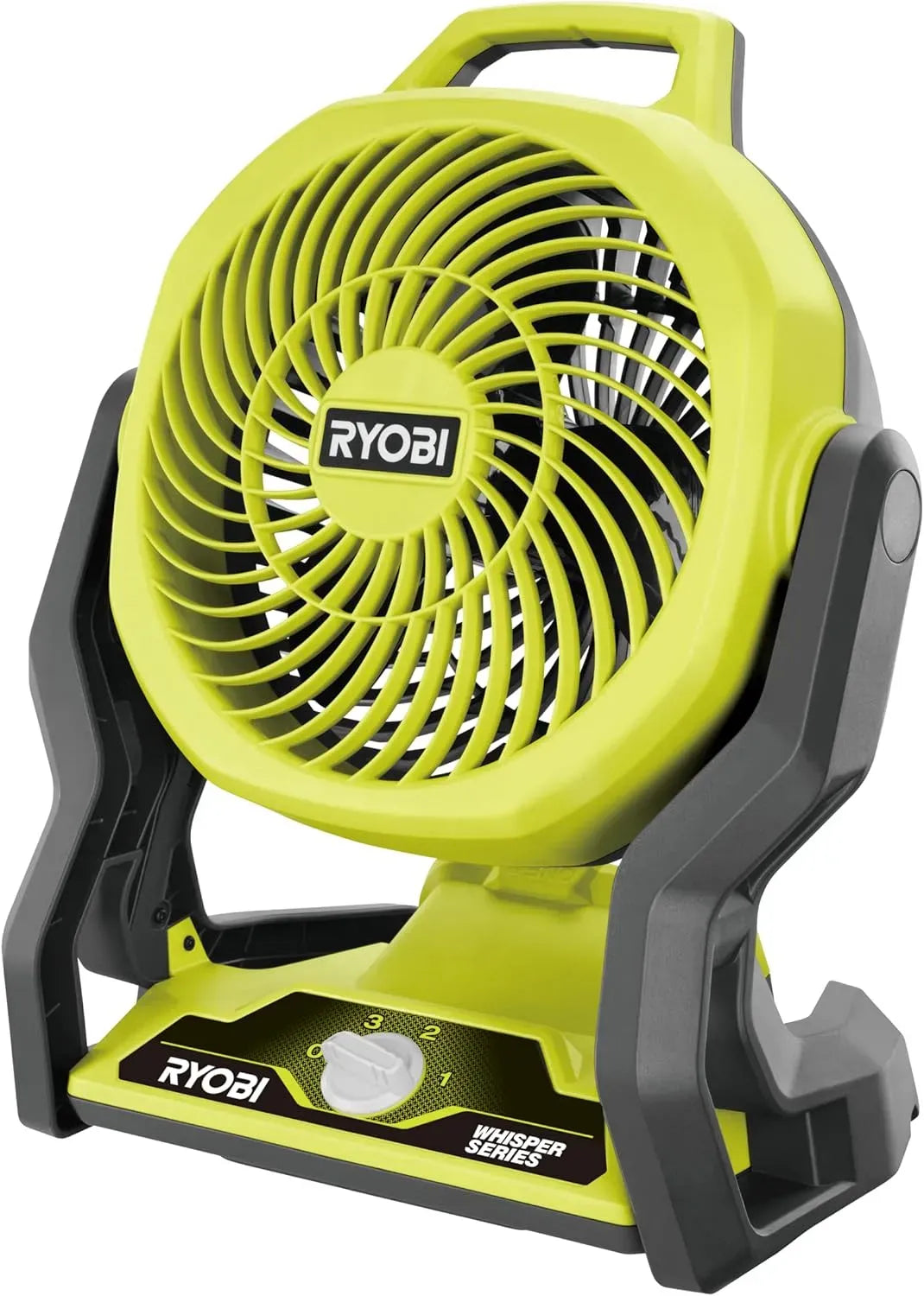 Ventilatore, 18 V, 850 m³/h, RYOBI RF18-0, portatile, 3 velocità, Testa Orientabile a 120°, Flusso d'Aria fino a 850 m³/h