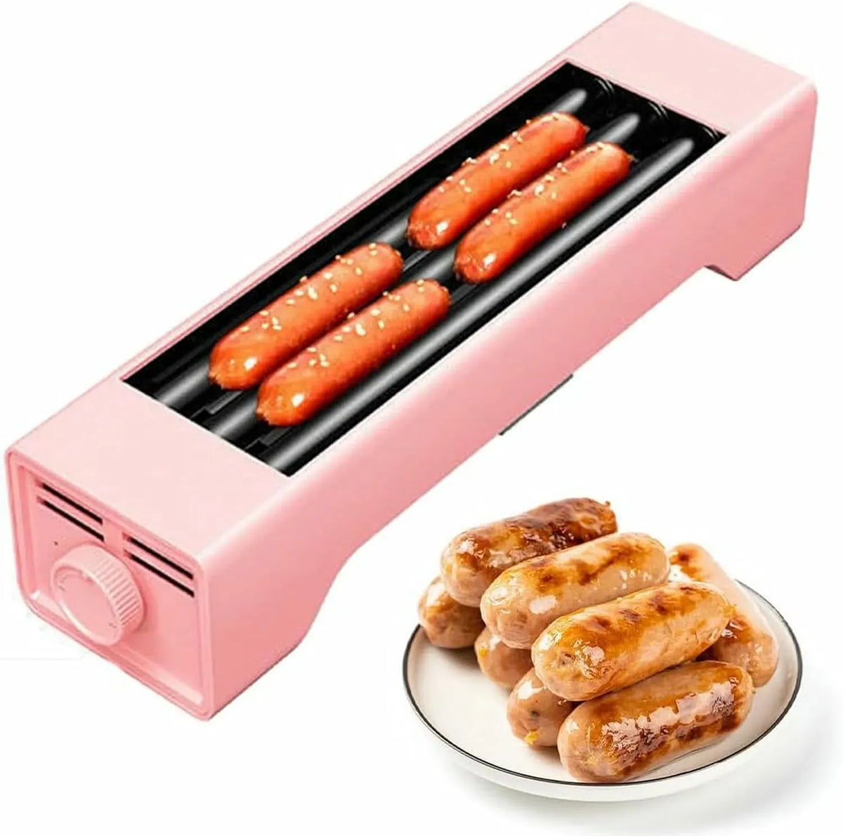3rods Macchina per Hot, griglia, acciaio inox, funzione riscaldante, per Hot Dog a rulli
