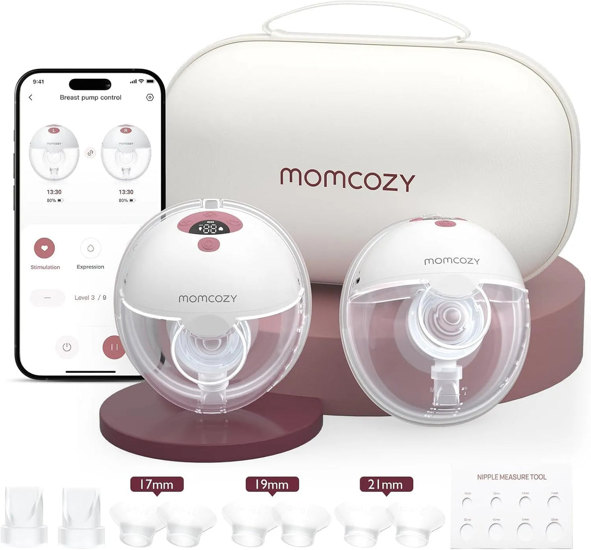 Tiralatte, pompa per latte materno, tiralatte elettrico, Momcozy M5 Smart Tiralatte Elettrico Indossabile con App Mani Libere 24mm