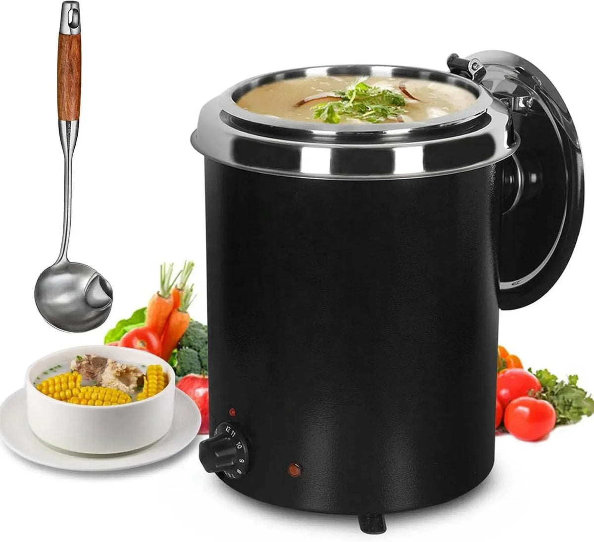 Pentola e padella, 5,7 L, 400 W, acciaio inox, Finitura in Acciaio Inossidabile, Bollitore Elettrico per Zuppa da 5,7 L
