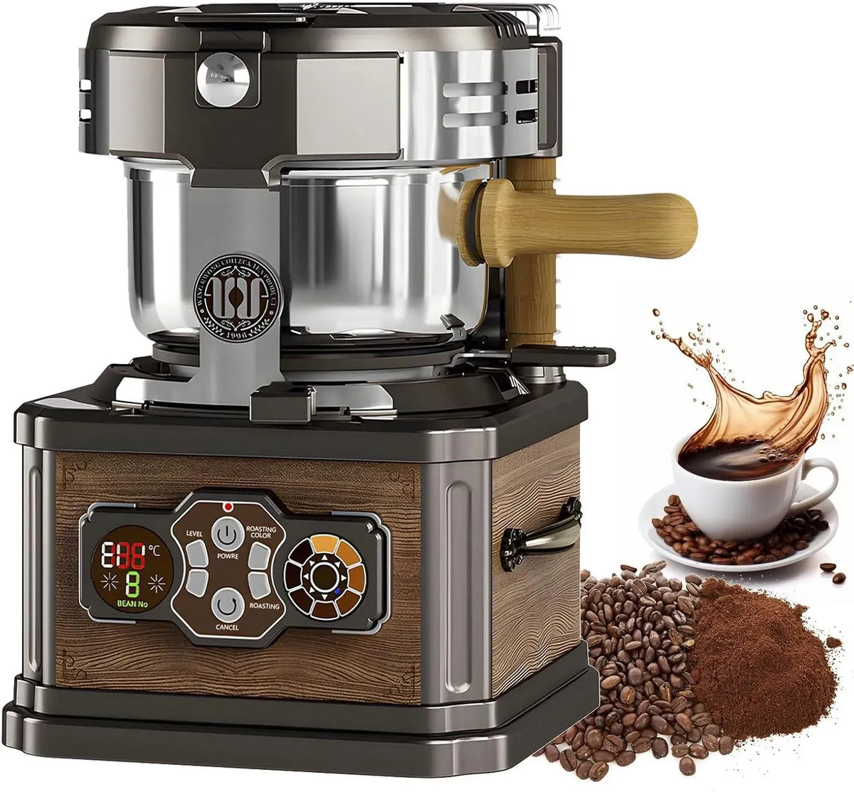 tostatura silenziosa, Tostatrice per Chicchi di caffè, per sbucciatura Automatica, 3 modalità, 8 impostazioni di Riscaldamento, sistemas di tostatura