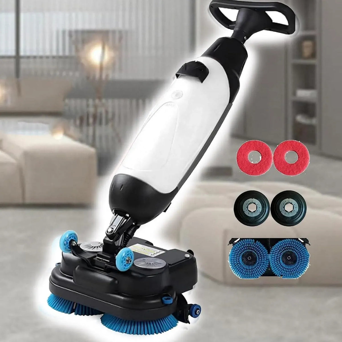lavapavimenti elettrico, macchina, 4,5 L, 7,5 l, portatile, ampio serbatoio, professionale, bianco, legno, per una pulizia efficiente
