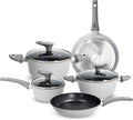 set di pentole e padelle, Batteria, 8 pezzi, grigio, alluminio