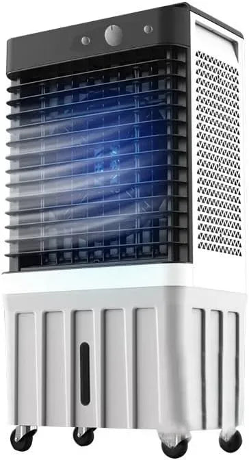 per Garage, Raffrescatore Evaporativo in formato mobile 50L, Magazzino e Esterni, Swamp Cooler a Risparmio Energetico 200W, 3 Velocità, Oscillazione