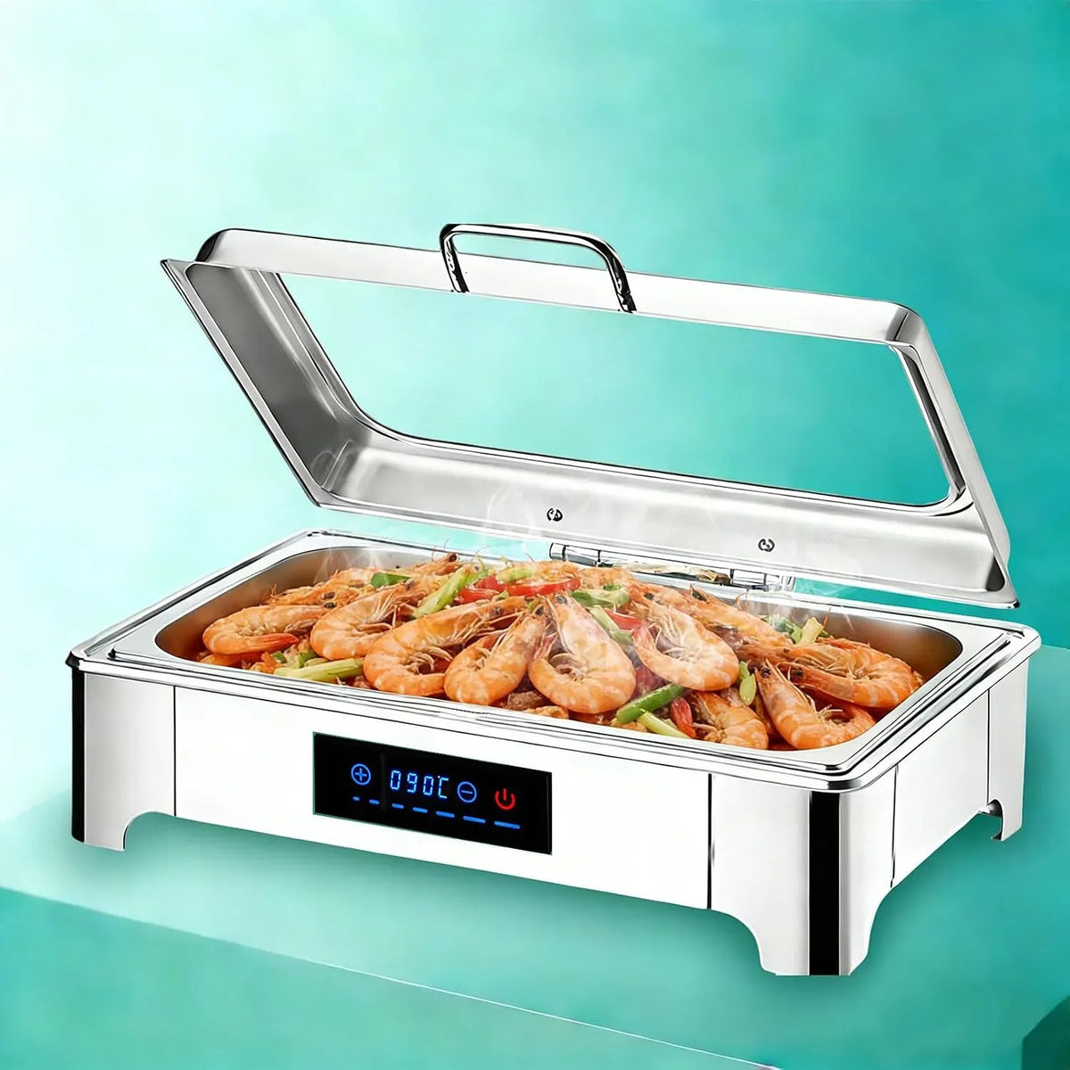 Scaldavivande da buffet, 9 L, Chafing Dish Elettrico 9L Temperatura RegolabileFull Pan