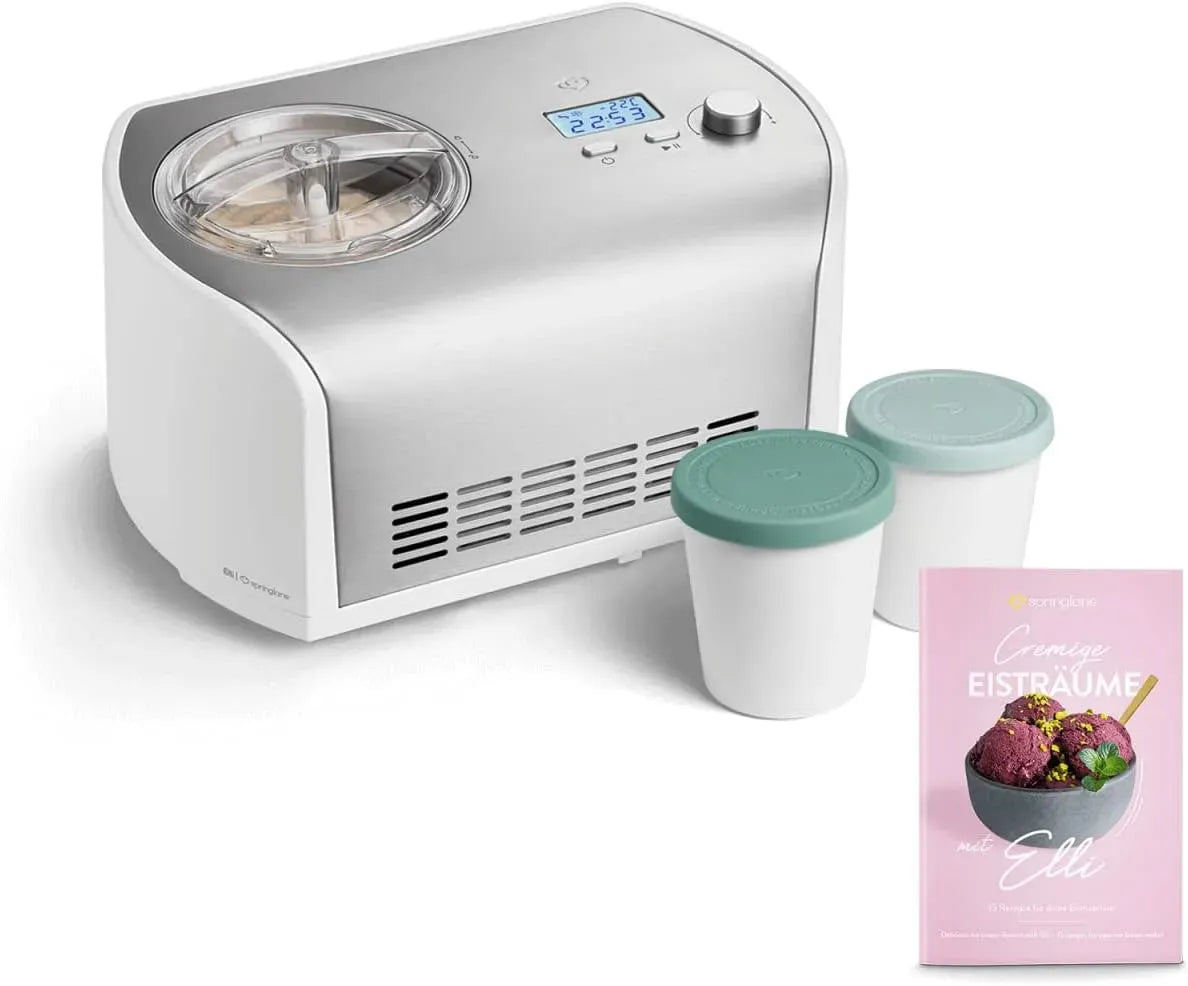 contenitore, macchina per gelato e sorbetto, 1,2 L, rimovibile, acciaio inox, argento, per gelato rimovibile, SPRINGLANE