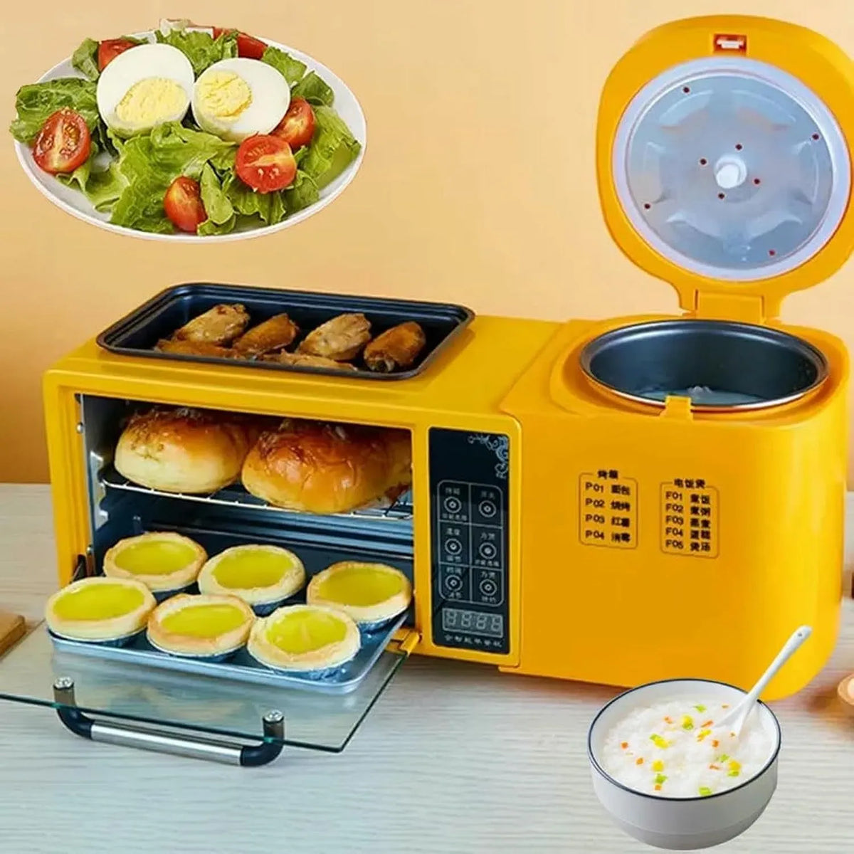 Forno elettrico, 8 L, touch, Macchina per la colazione 4 in 1 con touch screen