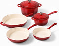 Forno elettrico, ghisa, rivestimento antiaderente, QuliMetal Set di pentole in ghisa smaltata antiaderente, 5 pezzi con coperchio, senza PFA