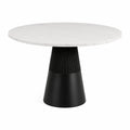 Tavolo rotondo in marmo bianco con base in metallo nero 120 cm