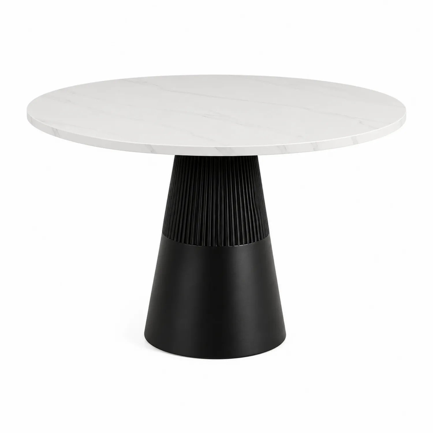 Tavolo rotondo in marmo bianco con base in metallo nero 120 cm