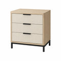 Cassettiera a Tre Cassetti in Legno e Tessuto Beige