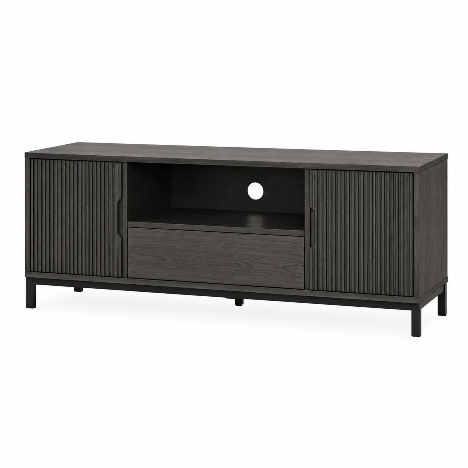 Mobile TV in legno MDF grigio con cassetto e ante
