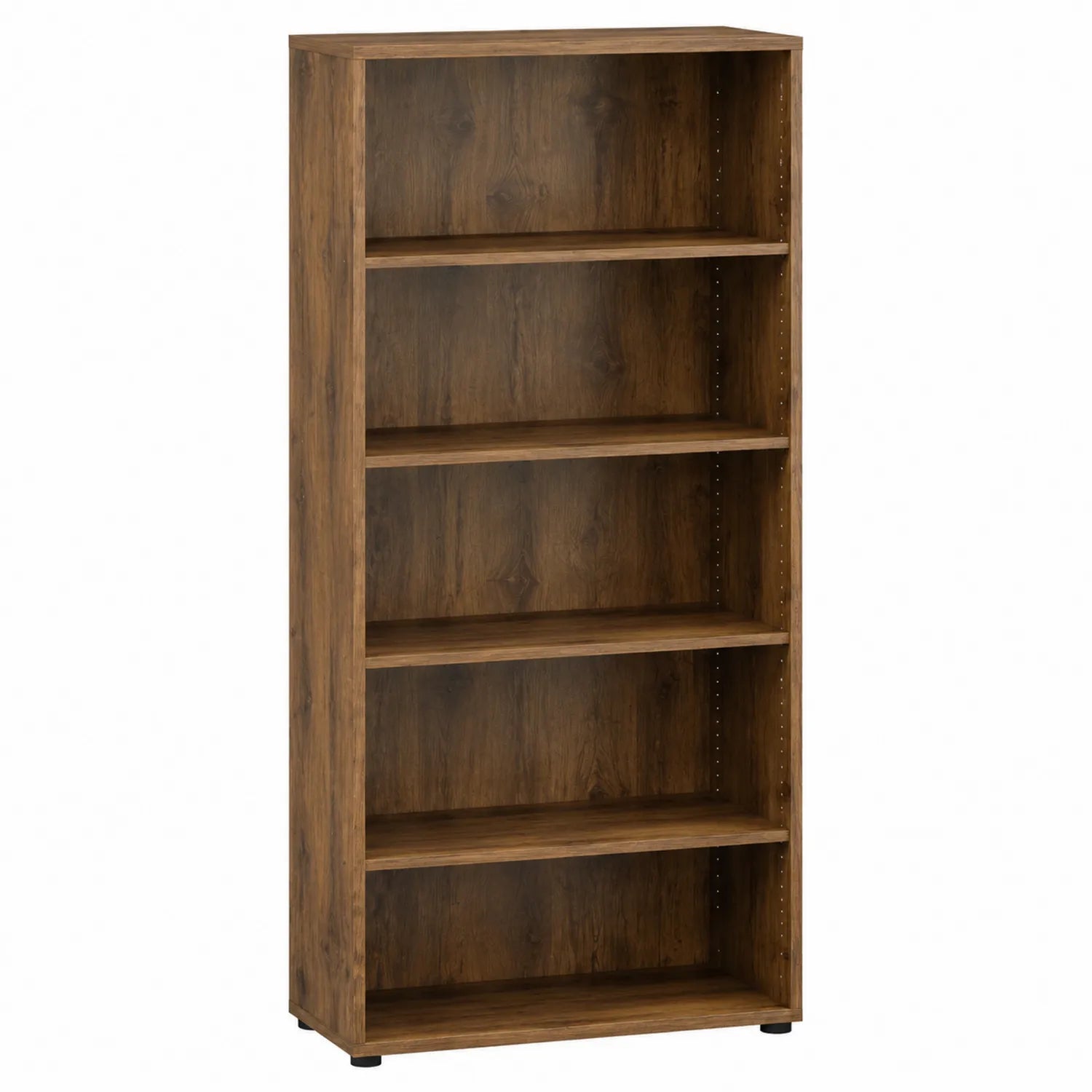 Scaffale libreria in legno composito marrone con cinque ripiani 180x80x30 cm