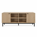 Mobile TV in legno di quercia con base in metallo nero 120x40x60 cm