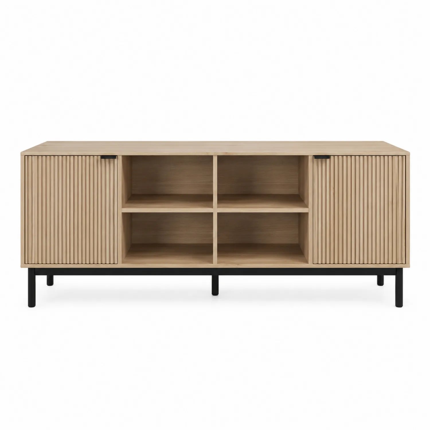 Mobile TV in legno di quercia con base in metallo nero 120x40x60 cm