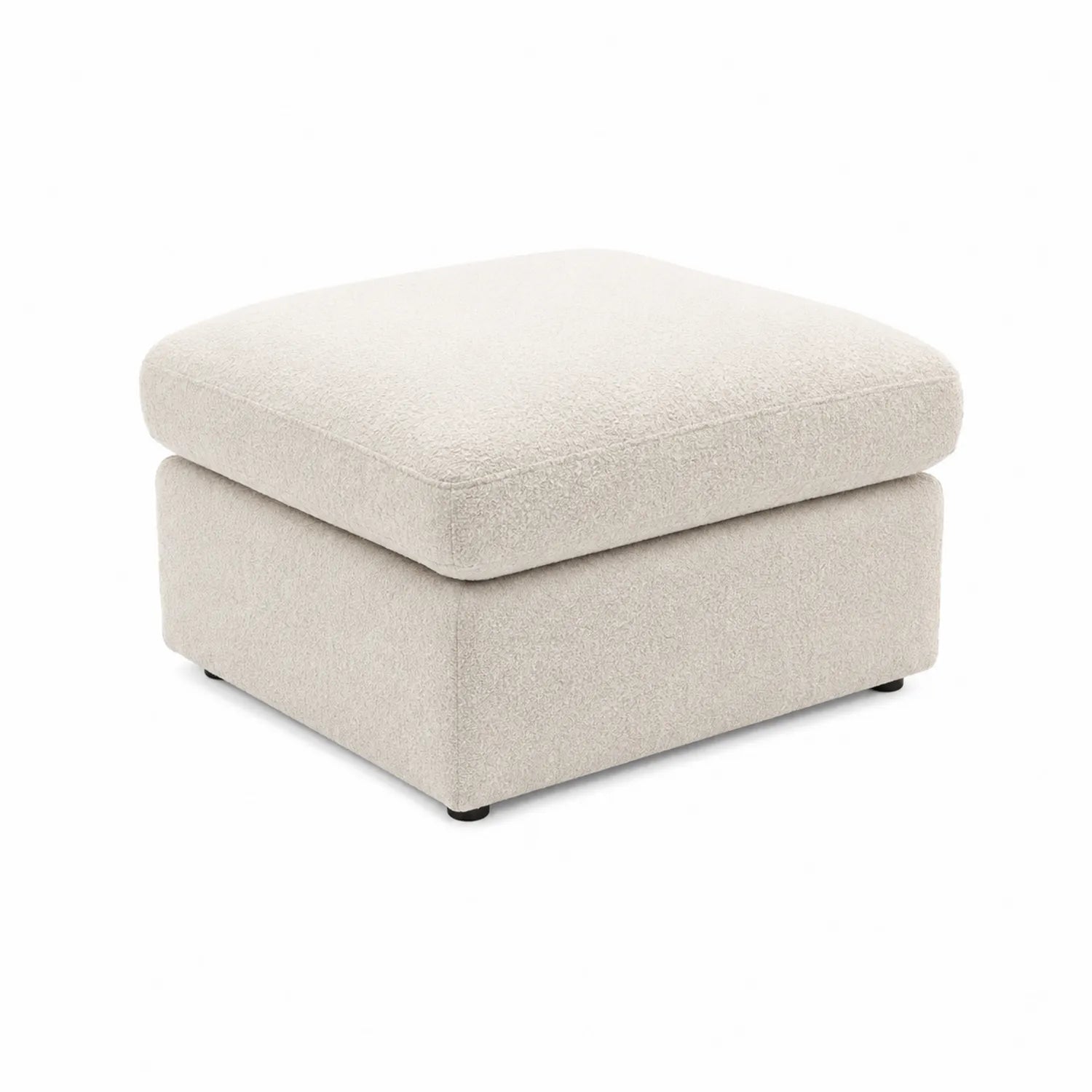 Poggiapiedi quadrato in tessuto bouclé beige 65x65x40 cm