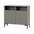 Credenza in MDF con ante scanalate e gambe in metallo