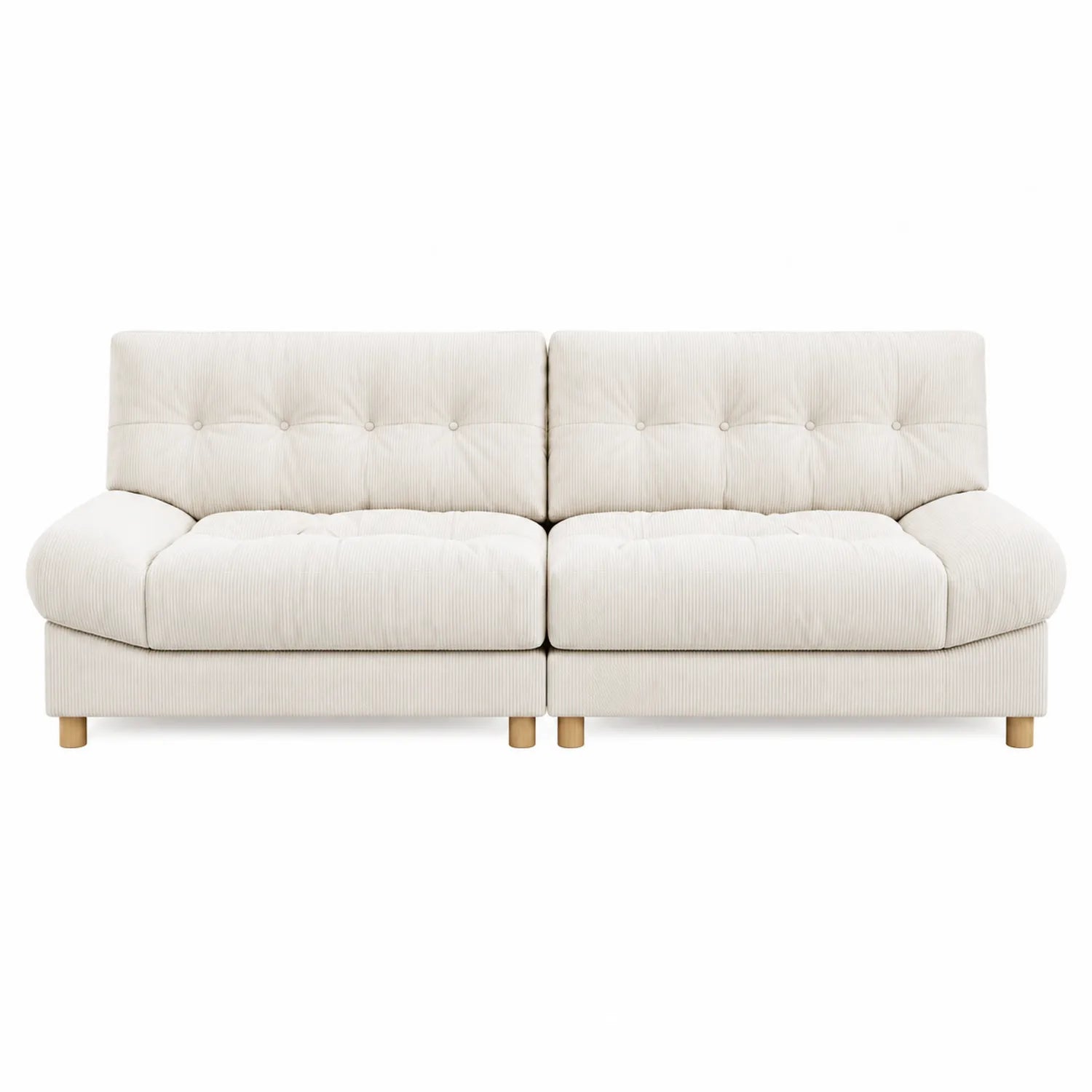 Divano modulare in tessuto a coste beige 300x100x85 cm