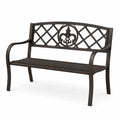 Panca da giardino in metallo con schienale decorativo 127x60x85 cm