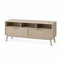 Mobile TV in legno massello beige con scomparti e cassetti