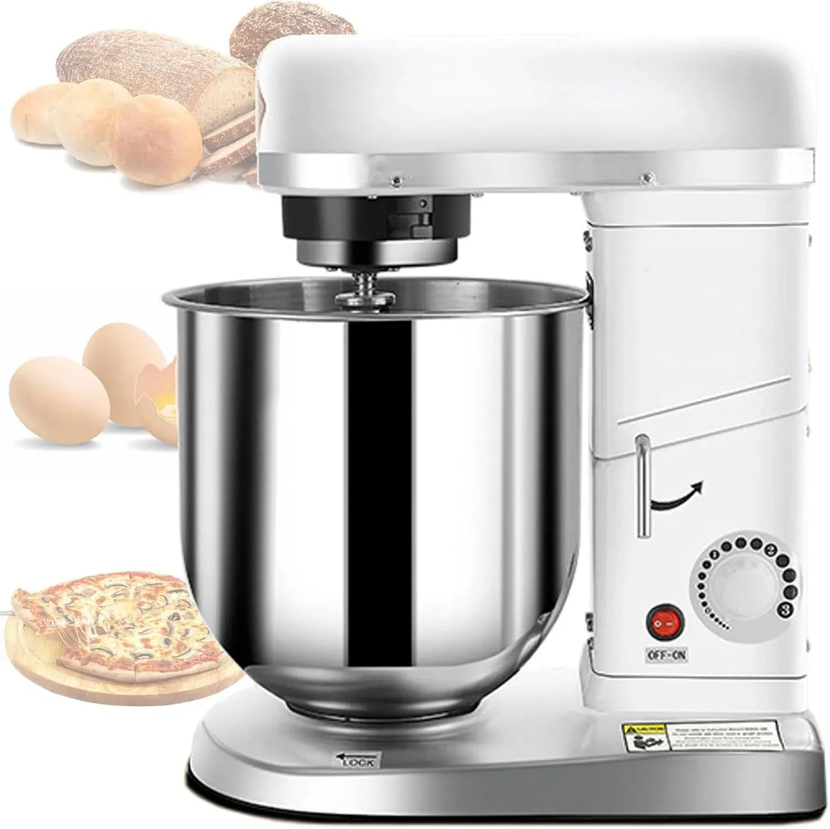 Robot da cucina, 10 L, 500 W, Robot 7L/10L, professionale, acciaio inox, bianco
