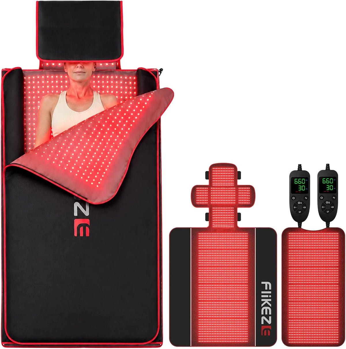 660/850nm 3034 LEDs, FliKEZE Tappeto Cura dotato di Luce Rossa per corpo e viso
